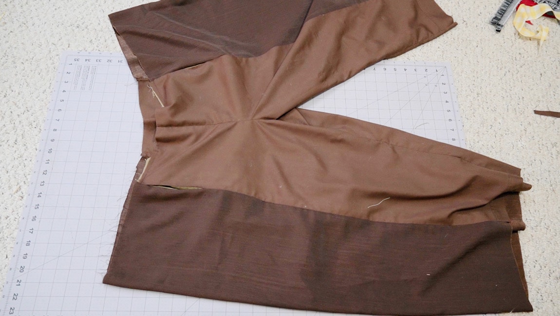 sew the pant legs together