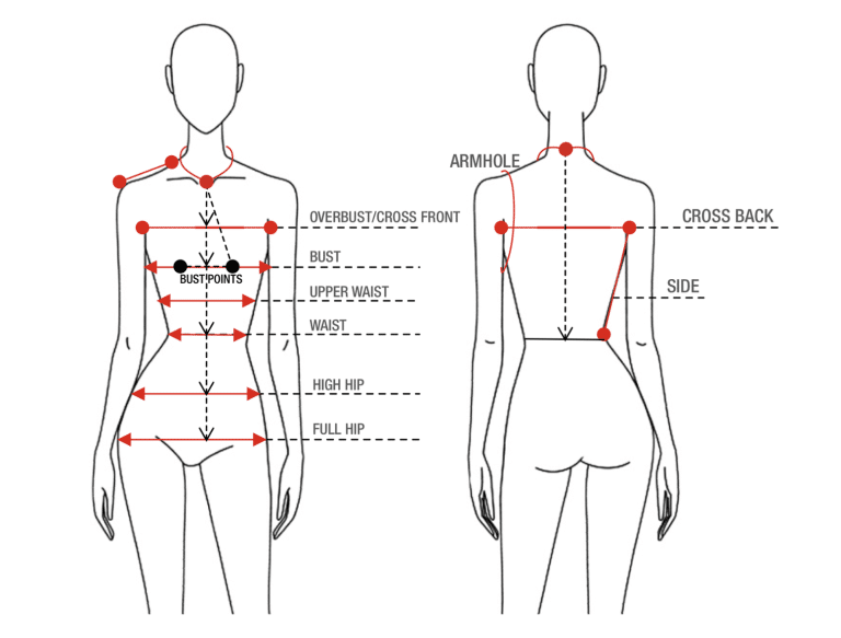 diagram showing body measurements