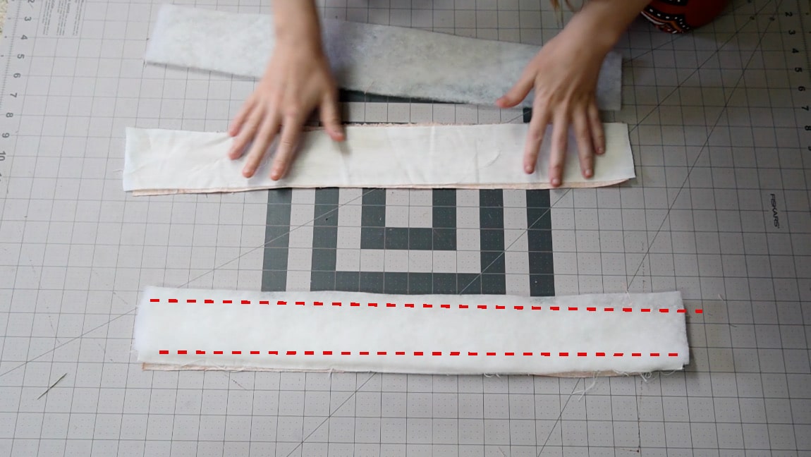 sew the interfacing and batting to the straps