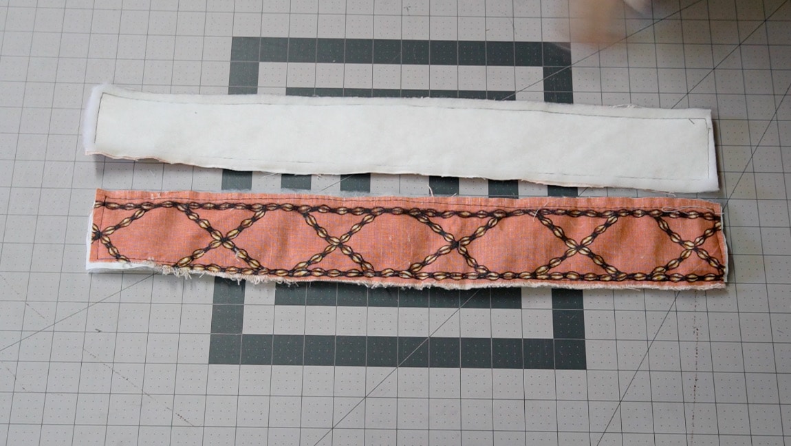 sew the interfacing and batting to the straps