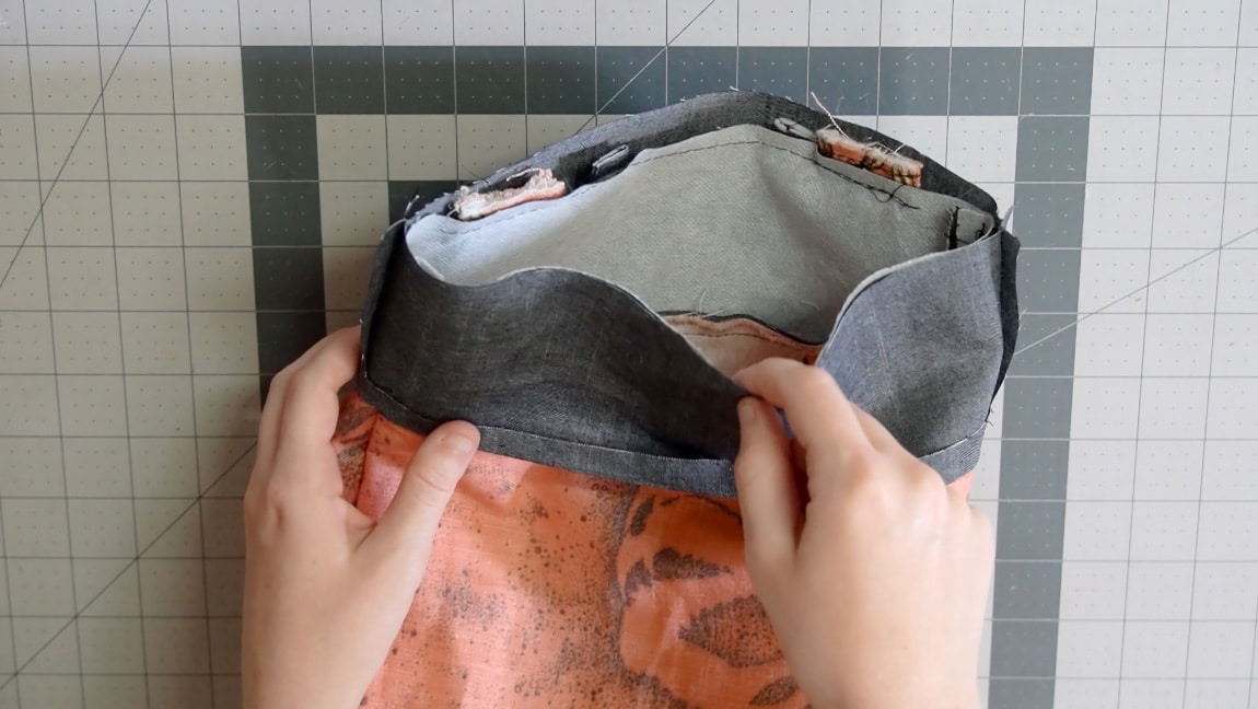sew facing to the bag