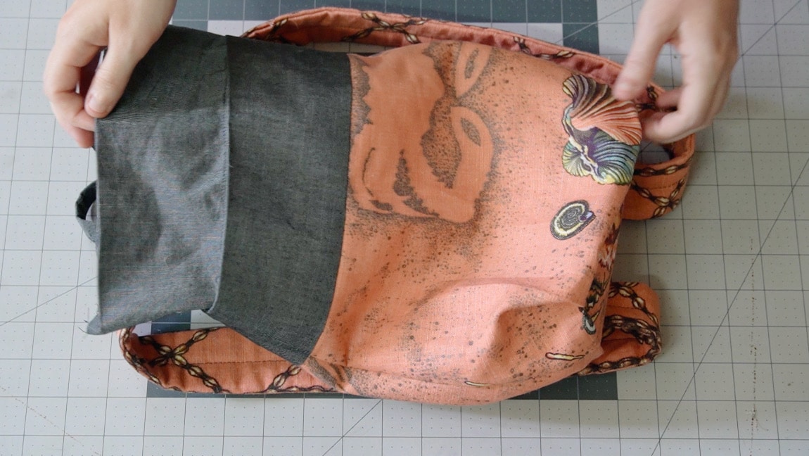 turn facing to inside of bag and sew