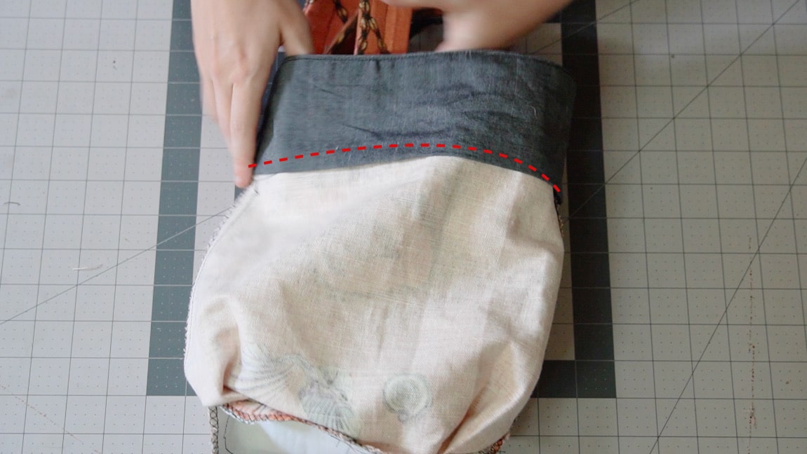 turn facing to inside of bag and sew