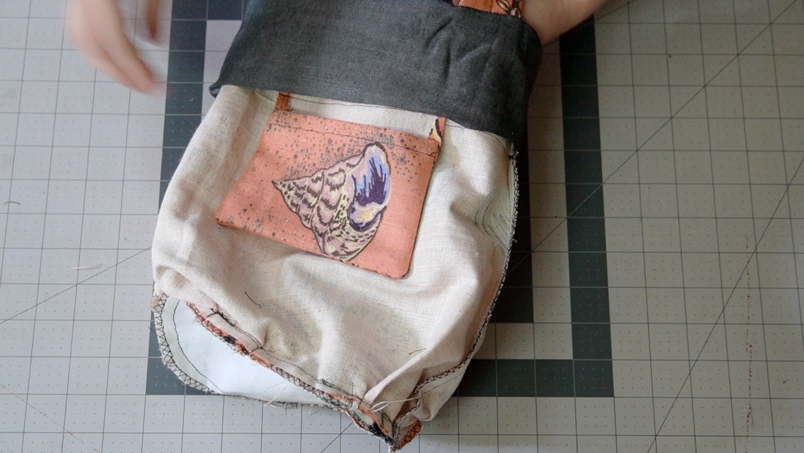 turn facing to inside of bag and sew