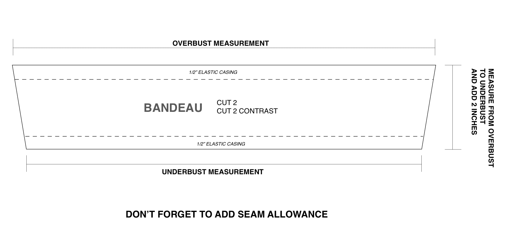 bandeau sewing pattern diagram