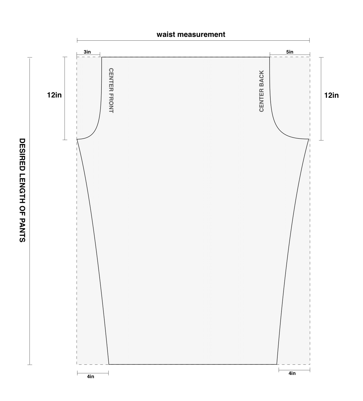 harem pants sewing pattern diagram